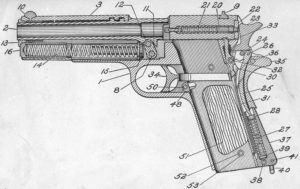 Diagramma della M1911, così come appariva nelle descrizioni ufficiali dell'Esercito Usa (Ordnance Department)